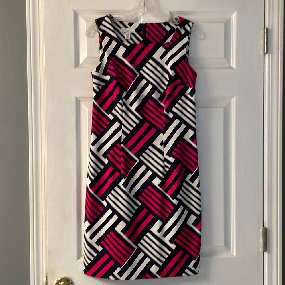 Hot Pink, Navy and White Dress